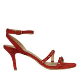 Saint Dovie Studded Red Suede Leather Stilettos