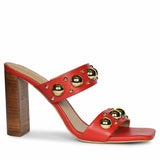 Saint Maelle Embellished Goji Berry Leather Heels