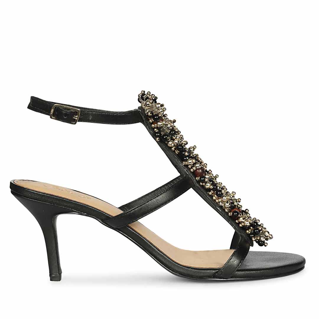 Saint Vesper Embellished Black Leather Stilettos