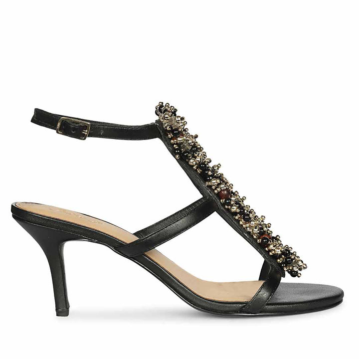 Saint Vesper Embellished Black Leather Stilettos