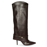Saint Brown Leather Wedge Long Boots