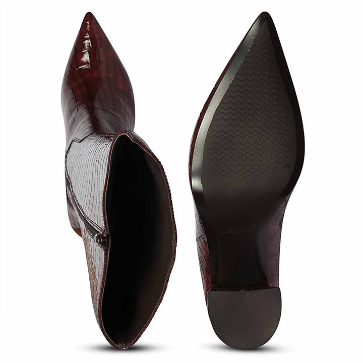 Saint Myla Bordo Croco-Embossed Knee High Leather Boots