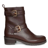 Saint Erika Double Buckle Brown Leather High Ankle Boots