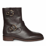 Saint Petra Double Buckle Brown Leather High Ankle Boots