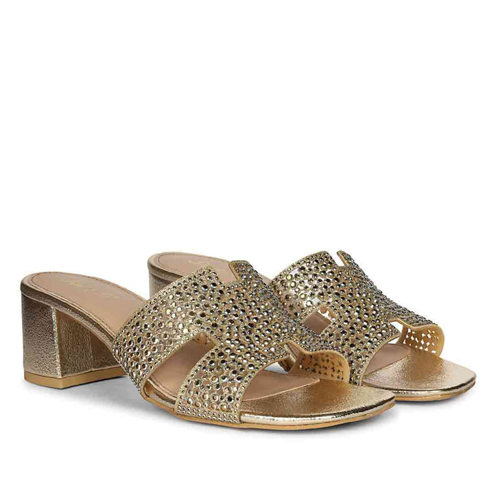 Saint Gold Leather Block Heels