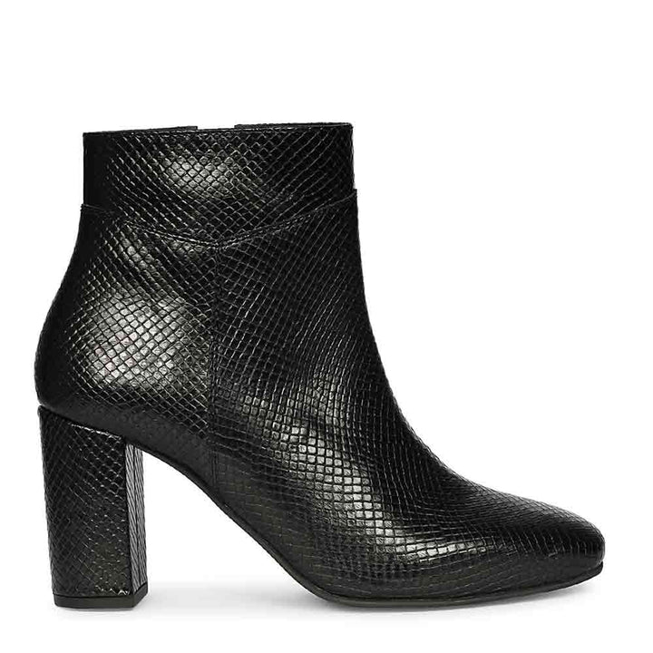 Saint Amara Black Snake Embossed Leather Ankle Boots