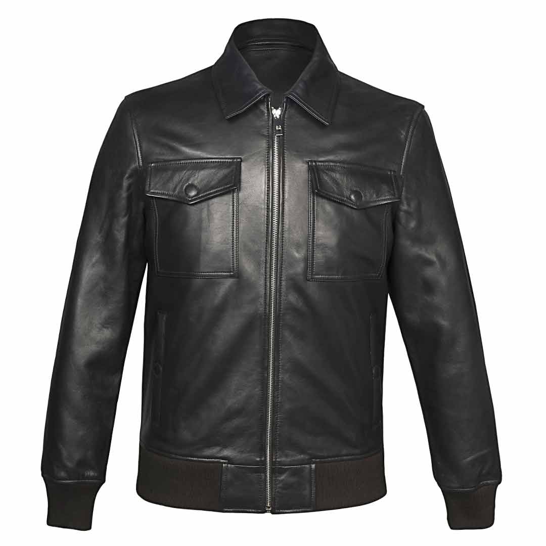 Saint Frayn Black Leather Men's Jackets