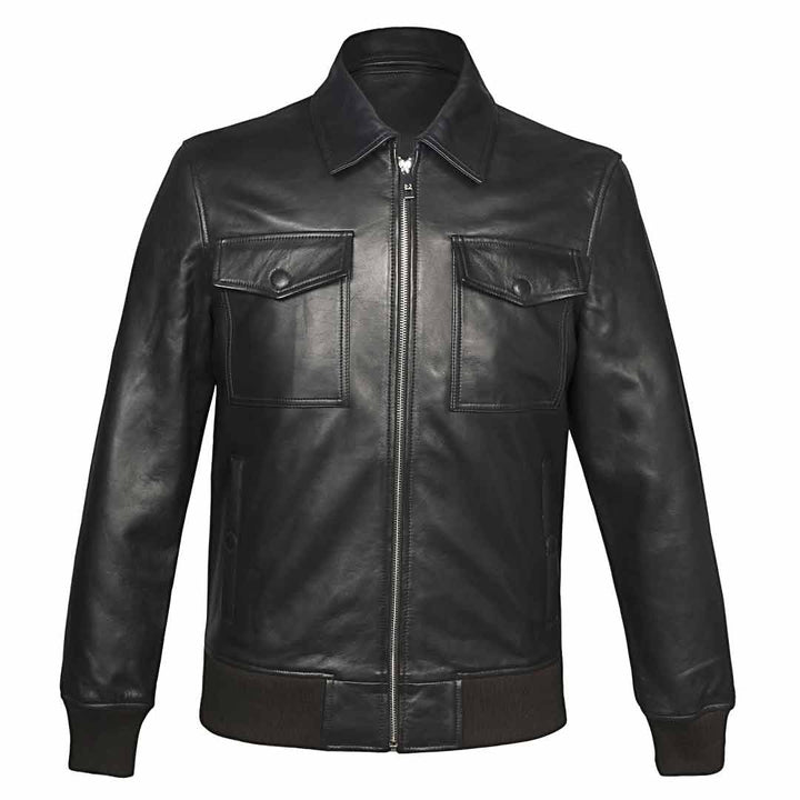Saint Frayn Black Leather Men's Jackets