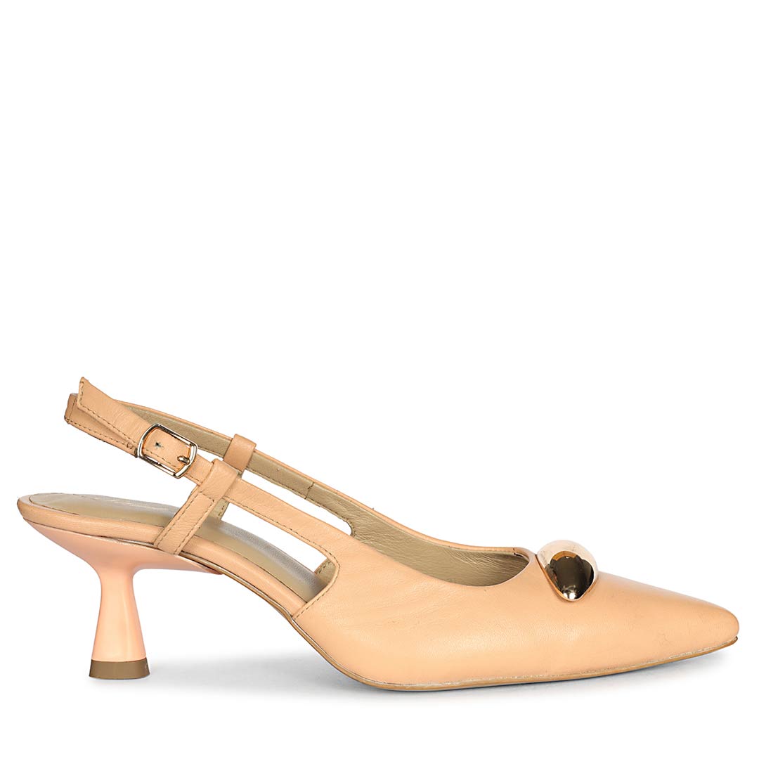Saint Inara Peach Leather Slingback Heels