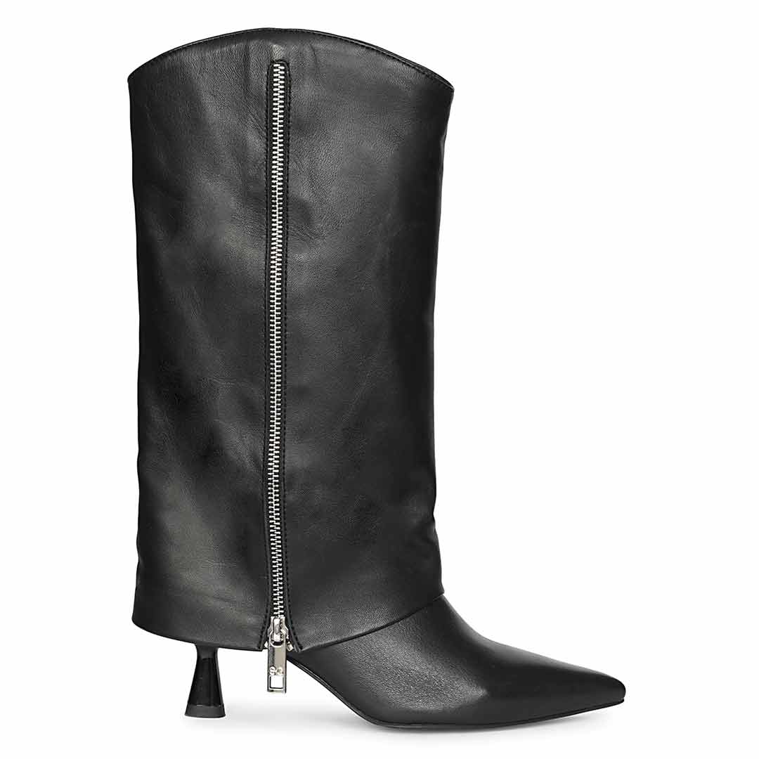 Saint Black Leather Lace Up High Ankle Boots