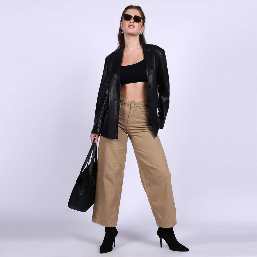 Saint Irida Women Black Leather Blazer – SaintG India