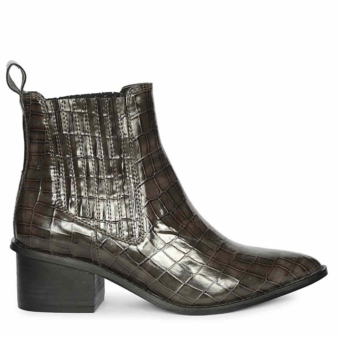 Saint Snake Gray Leather Ankle boots