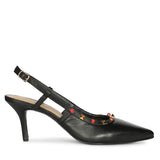Saint Petra Studded Black Leather Pumps