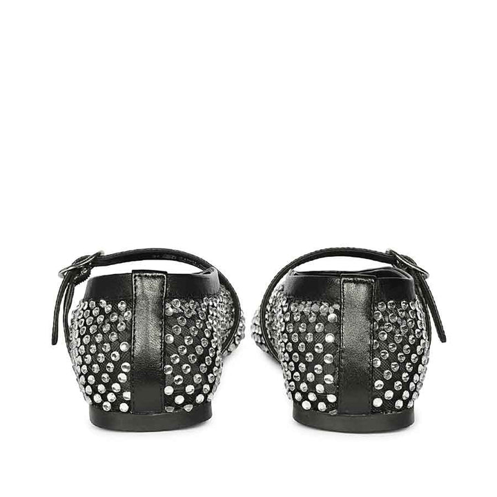 Saint Lennon Strass Embellished BlackLeather Flats
