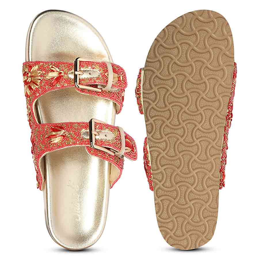 Saint Willow Coral Footbed Sandals
