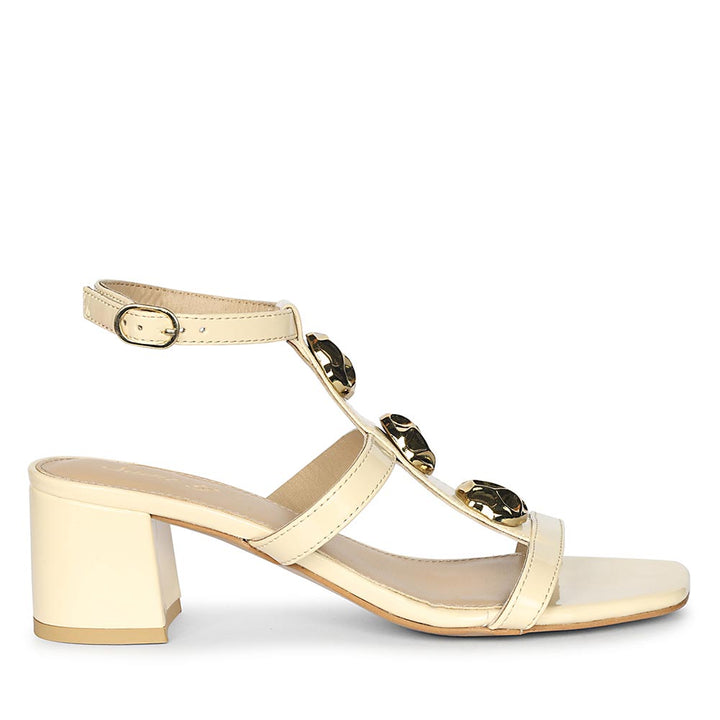 Saint Solea Off White Vegan Leather Block Heels