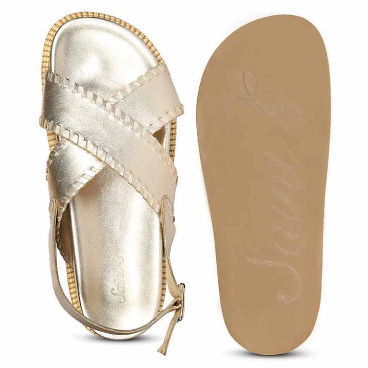 Saint Luma Gold Leather Platform Sandals