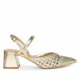 Saint Cianna Platin Multi Hand-Woven Leather Block Heels