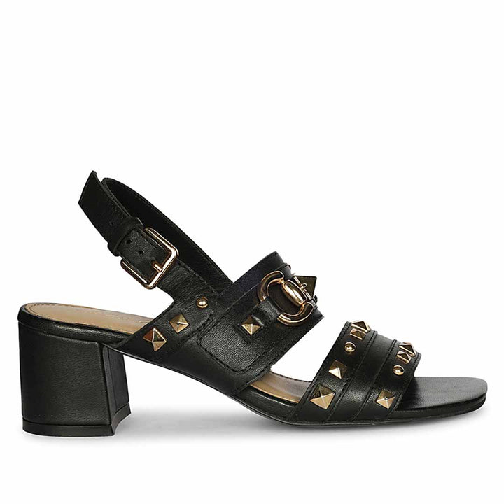 Saint Mabel Embellished Black Leather Heels