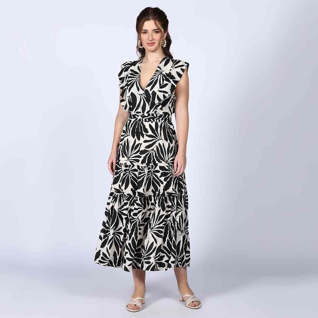 Saint Womens Ivory Printed Lurex Maxi Dress