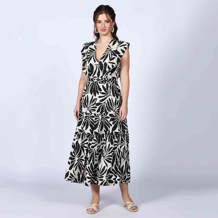 Saint Odette Ivory Printed Lurex Maxi Dress