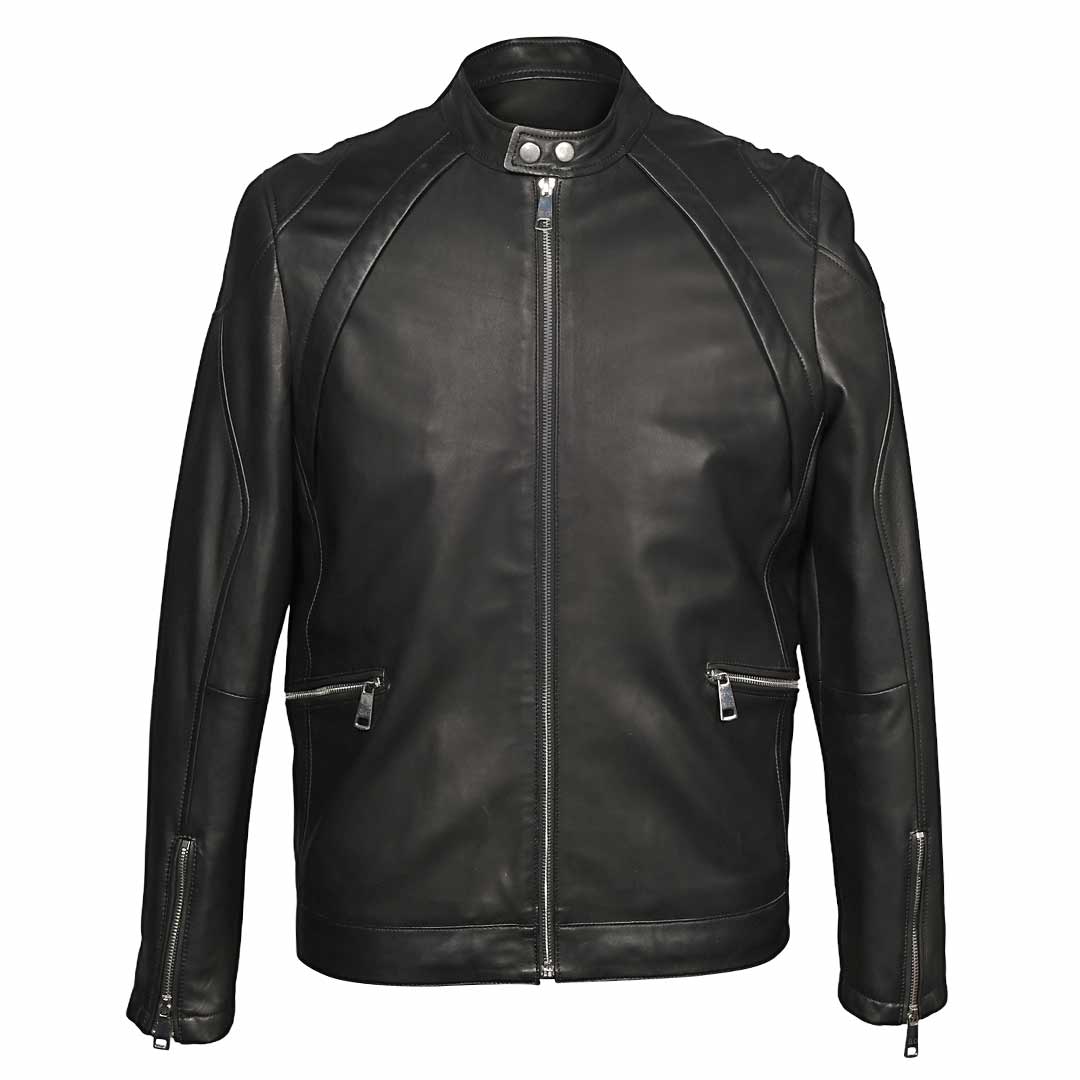 Saint Ethan Men Black Leather Cafe Racer Jackets