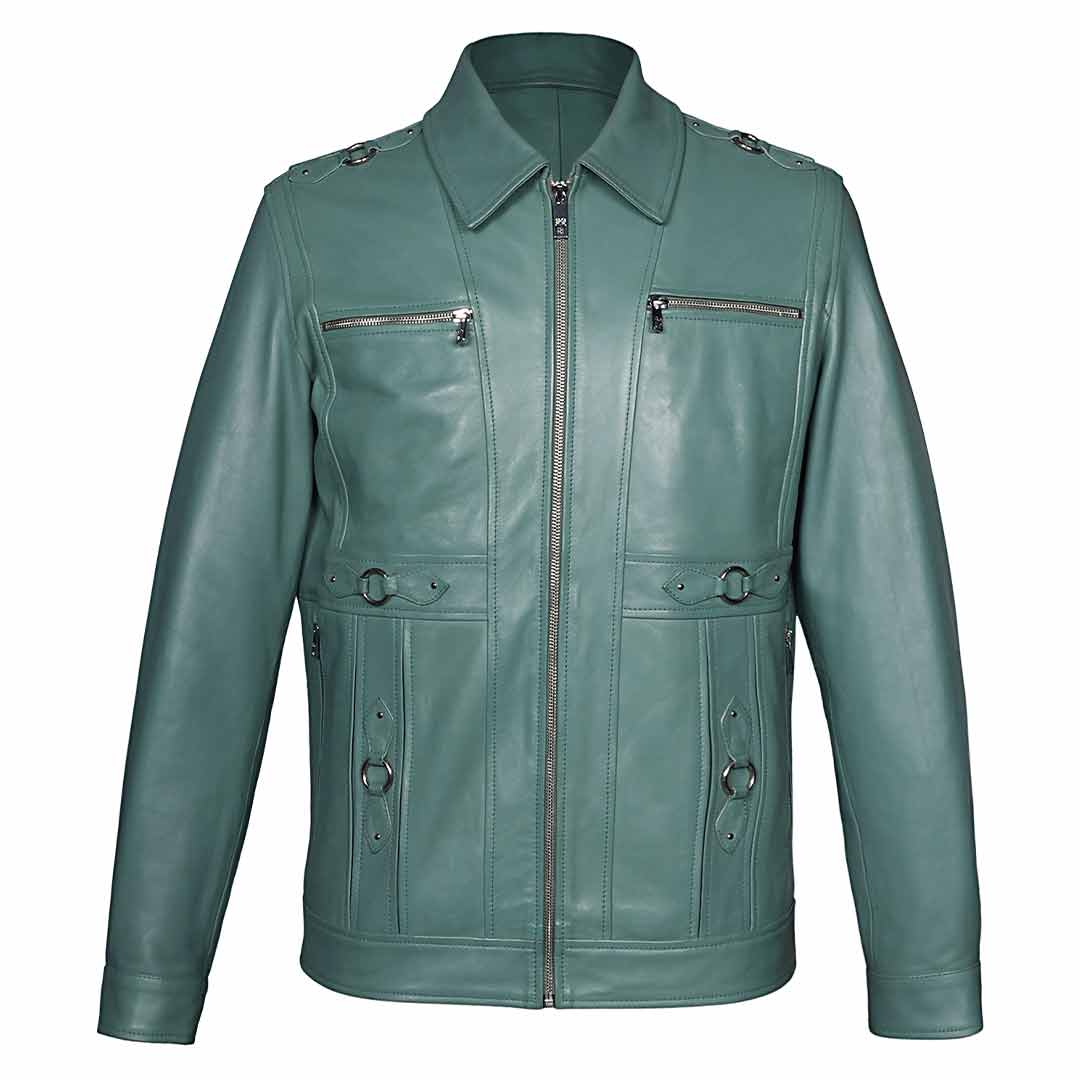 Saint Benjo Turquoise Leather Men's Jacket
