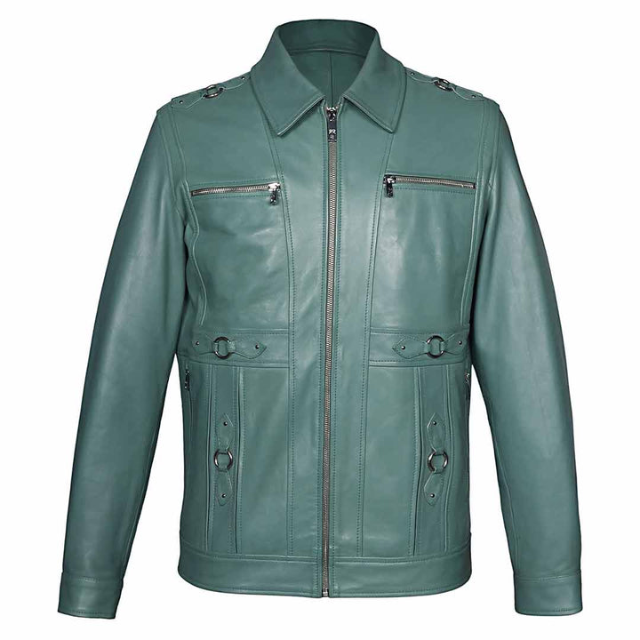 Saint Benjo Turquoise Leather Men's Jacket