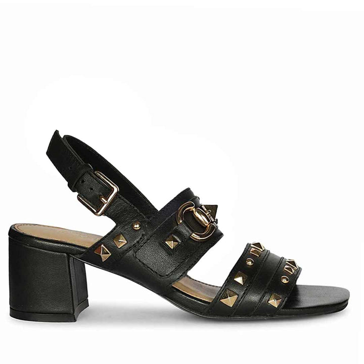 Saint Mabel Embellished Black Leather Heels