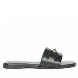 Saint Tyla Black Leather Pyramid Stud Slides