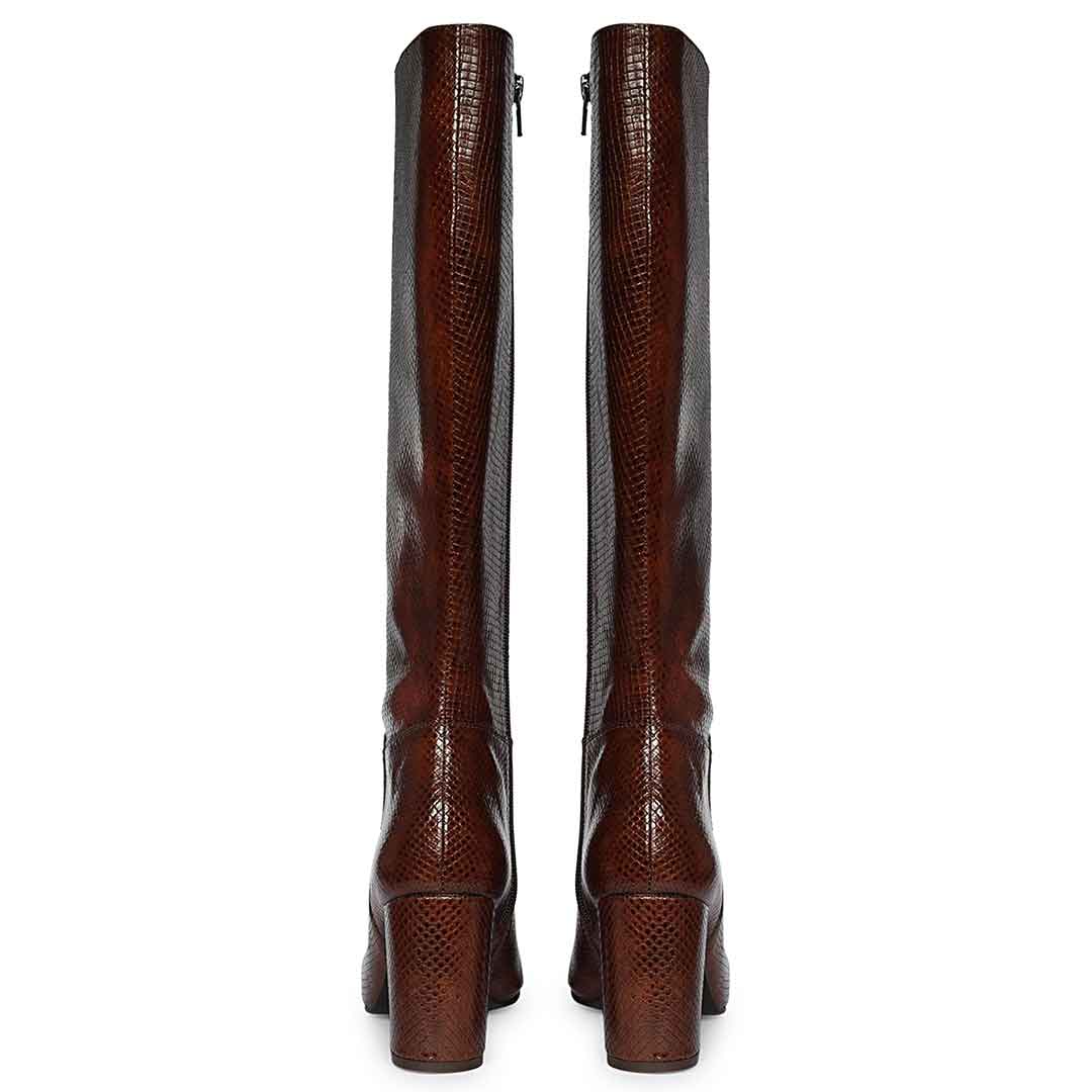 Saint Leona Croco Embossed Leather Long Boots