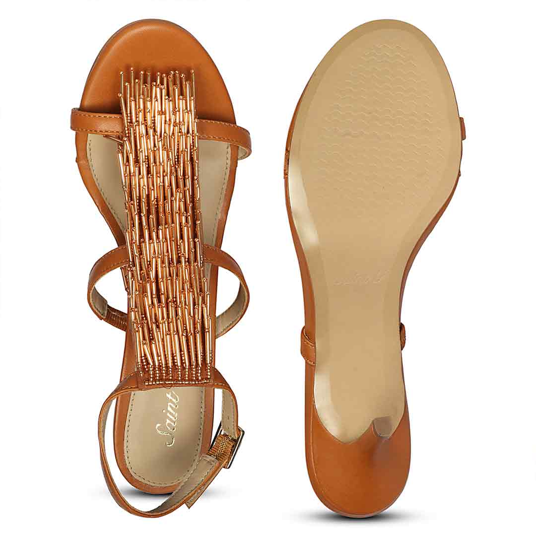 Saint Faye Tan Leather Fringe Stilettos