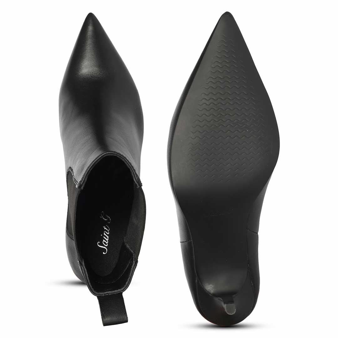 Saint Arely Black Metallic Leather Stiletto Ankle Boots