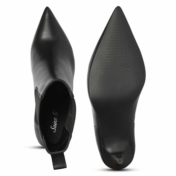 Saint Arely Black Metallic Leather Stiletto Ankle Boots