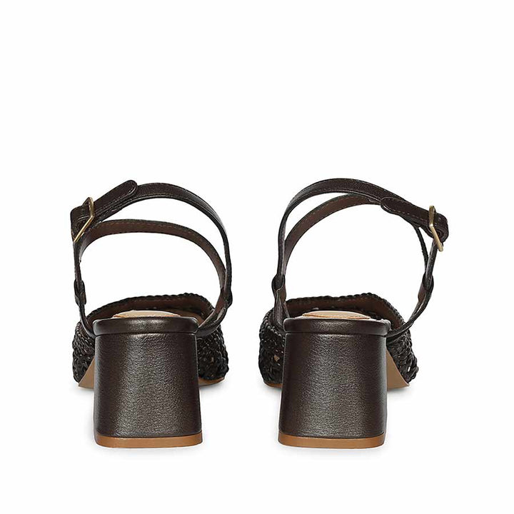 Saint Cianna Brown Metallic Woven Leather Block Heels