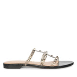 Saint Venera Metal Studded Black Vegan Leather Flats