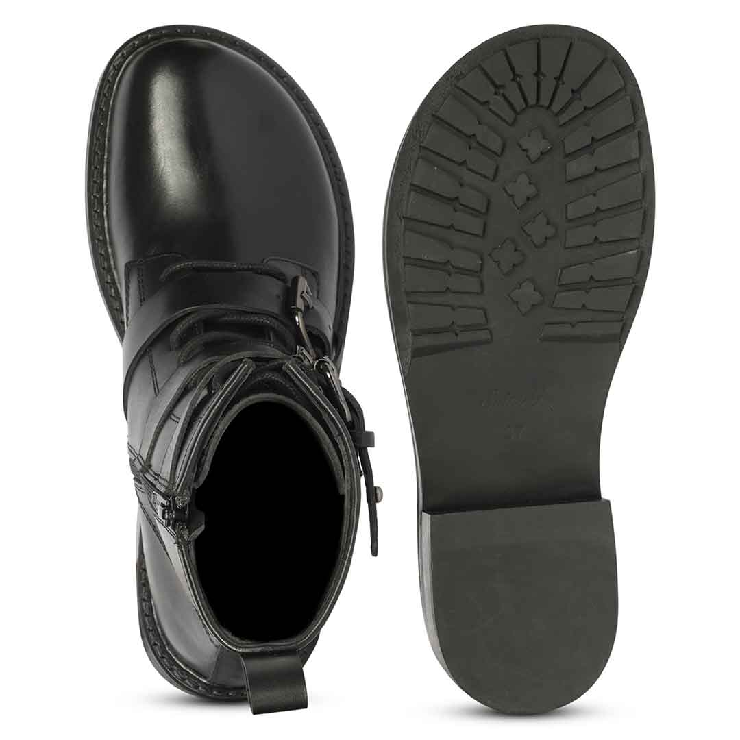 Saint Juliette Black Leather High Ankle Boots