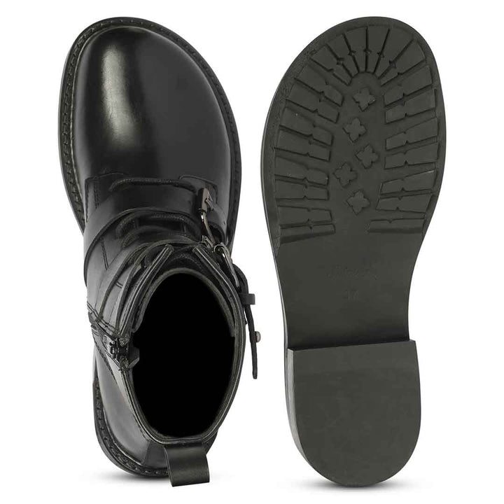 Saint Juliette Black Leather High Ankle Boots