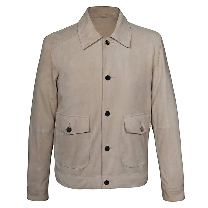 Saint Boris Off White Leather Men's Jacket With Collars