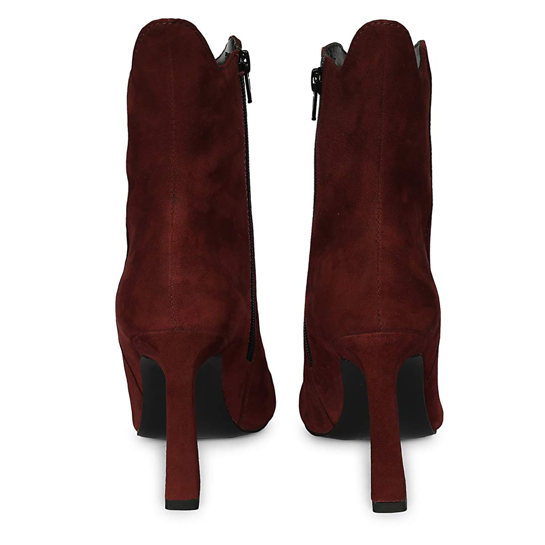 Saint Eliza Burgundy Suede Leather Ankle Boots