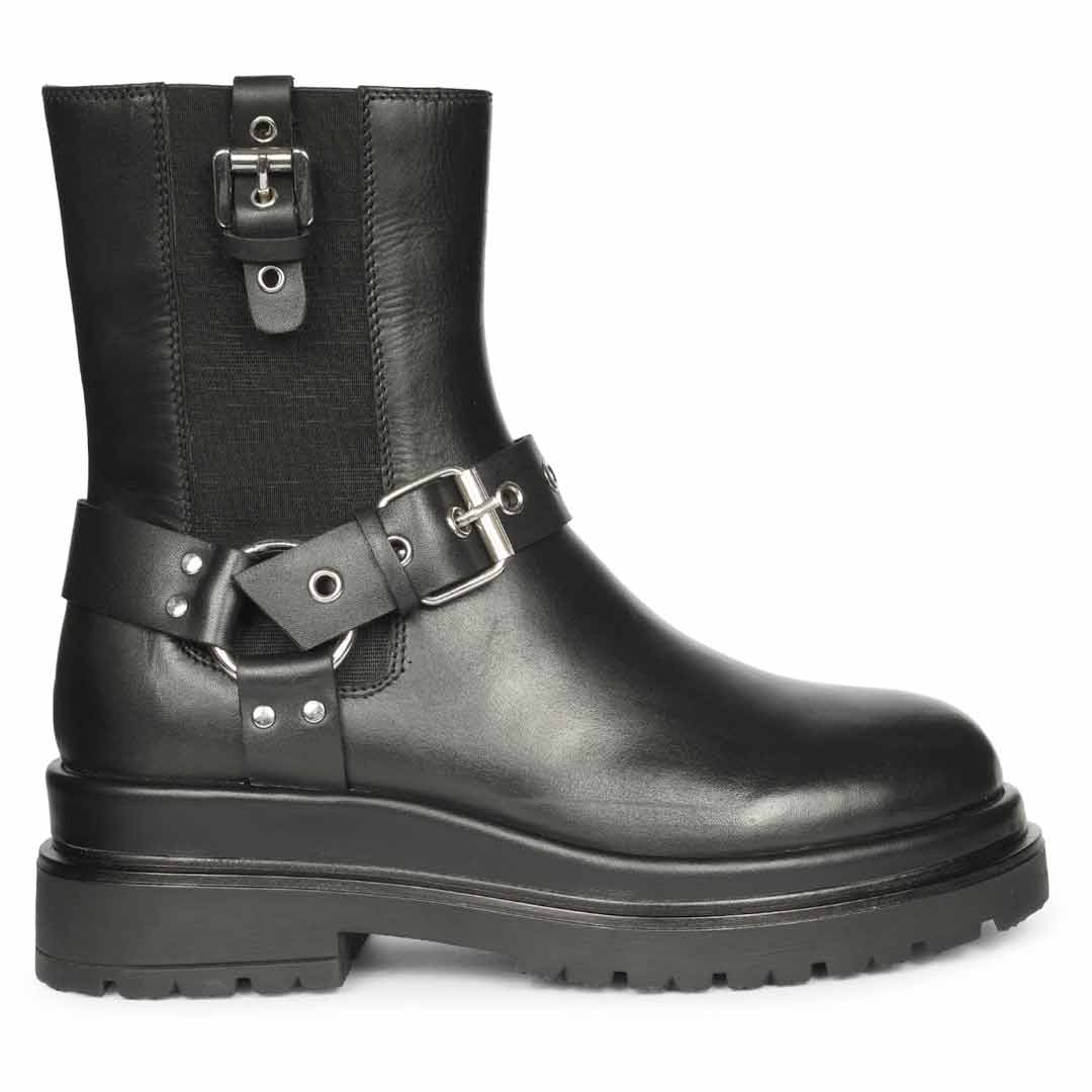 Saint Allison Black Leather High Ankle Boots