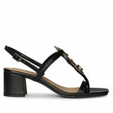 Saint Dorian Gold Floral Embellished Leather Block Heels