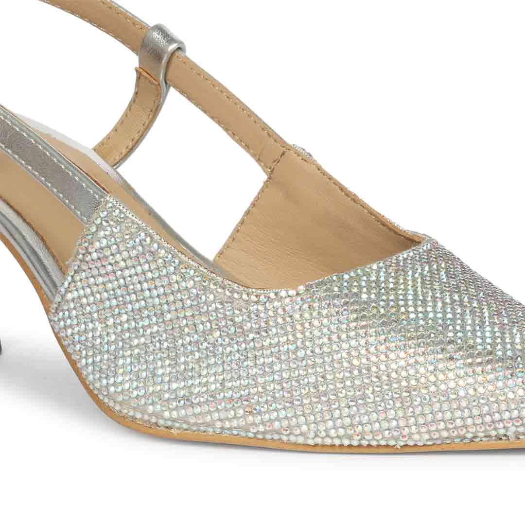 Saint Trinity Crystal Glimmer Silver Leather Pumps
