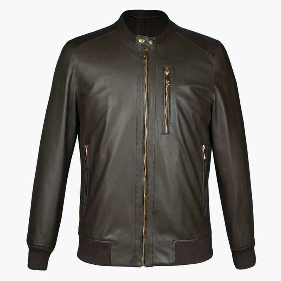 Saint Amorino Brown Leather Men's Bomber Jackets