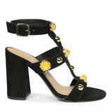 Saint Hope Studded Black Suede Block Heels