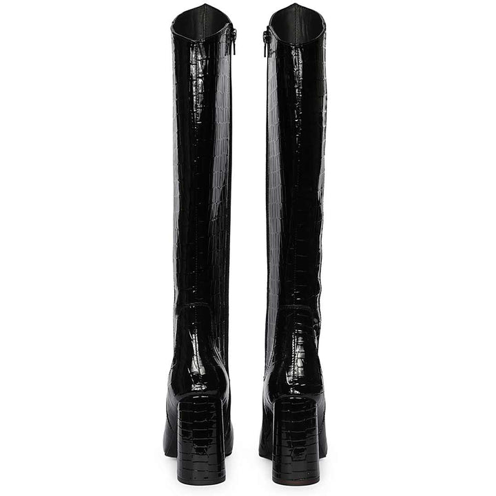 Saint Myla Patent Croco-Embossed Knee High Leather Boots