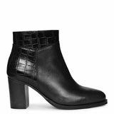 Saint Kendra Black Croc-Embossed Leather Ankle Boots