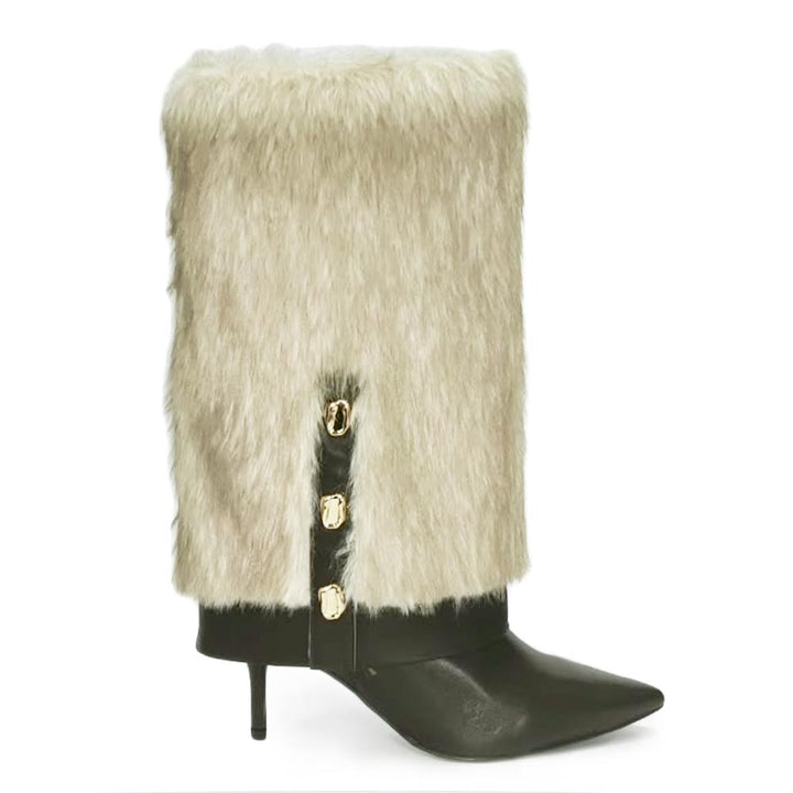 Saint Cloud Fur Cuff Brown  Leather Calf Boots