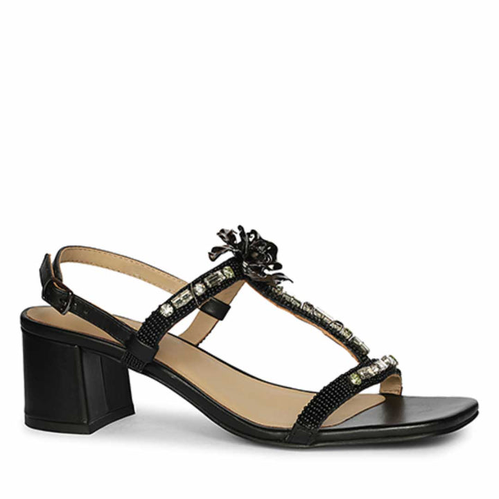 Saint Black Leather Block Heel