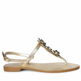 Saint Orion Flower Gold Metallic Leather Sandals